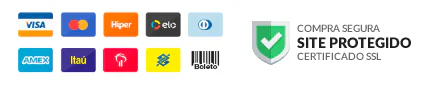Formas de pagamento aceitas e site protegido por SSL